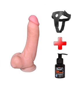 LilituShop 22,5 cm Belden Bağlamalı Realistik Dildo Penis Set