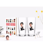 BK Gift Kişiye Özel Renkli Baskılı Godfather Baba Karikatürlü İkili Rakı Bardağı ve Rakı Cep Kitabı Hediye Seti-1 (Model 1)