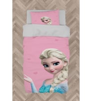 MEKTA HOME BEBEK VE ÇOCUK ODASI Pembe Elsa Desenli Nevresim Takımı