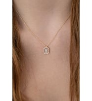 14 Ayar Altın Dorika Top Detaylı Baget Kolye (Sarı)