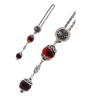 Özel Tasarım Kehribar Taşlı Gümüş Anahtarlık 201022340