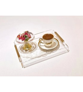 Agbtrend GOLD LINE TRAY -S- Dekorasyon ve Sunum Tepsisi (Şeffaf)