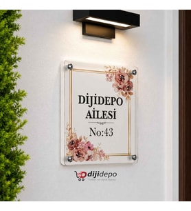 Kahve Güllü Kapı İsimliği - Apartman Tabela Seti