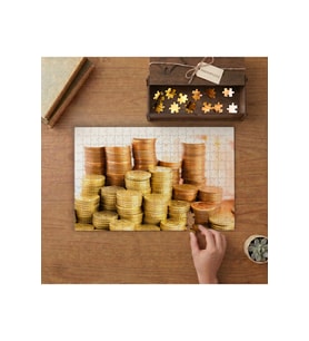 Bozuk Para Yığını Tasarımı 240 parça Ahşap Puzzle Ahşap Kutuda MP00275