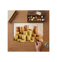 Bozuk Para Yığını Tasarımı 240 parça Ahşap Puzzle Ahşap Kutuda MP00275