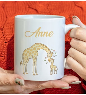 BK Gift Anne ve Yavrusu Beyaz Kupa Bardak -10, Anneler Günü ve Kadınlar Günü Hediyesi