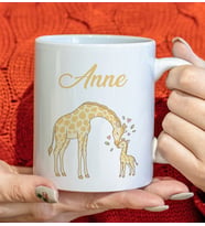 BK Gift Anne ve Yavrusu Beyaz Kupa Bardak -10, Anneler Günü ve Kadınlar Günü Hediyesi