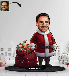 BK Gift Kişiye Özel Erkek Yılbaşı Tasarımlı Karikatür Biblo -12, Yılbaşı Hediyesi, Yeni Yıl Hediyesi
