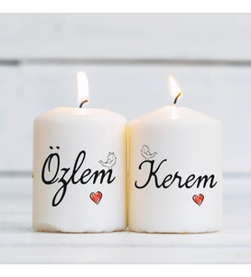 Kişiye özel 2li mum, sevgiliye hediye, yıldönümü hediyesi, geçmiş olsun hediyesi, yeni iş hediyesi, anneye hediye, babaya hediye, resimli hediye