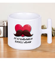 İyi ki Babamsın Bıyıklı Adam Yazılı Babalar Gününe Özel T Kupa Bardak