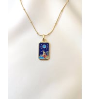 Kadın Paslanmaz Çelik Mineli Güneş Tanrısı Tarot Kolye (Gold)