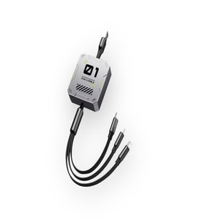 100W 3A Çoklu Hızlı Şarj Kablosu 3in1  Lightning + Type-C + Micro USB, 1.2M Çoklayıcı Alüminyum