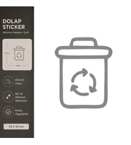 Geri Dönüşüm Kovası Mat Gri Dekoratif Folyo Sticker 14x14 cm