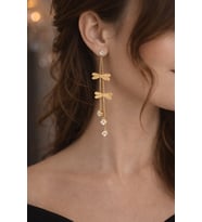 LİBELLULA IŞILTI KÜPE ŞIK KELEBEK YUSUFÇUK DESENLİ GOLD DESENLİ ŞIK KÜPE DÜĞÜN ABİYE GÜNLÜK KÜPE (Rose Gold Altın)