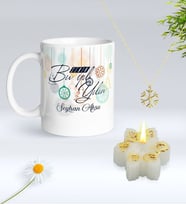 Yılbaşı Hediyesi BK Gift Kişiye Özel Yeni Yıl Tasarımlı Beyaz Kupa Bardak, Kar Tanesi Kolye ve Kar Tanesi Mum Hediye Seti-10, Sevgiliye Hediye, Arkadaşa Hediye
