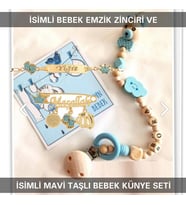 Sahi Aksesuar İsimli Bebek Emzik Zinciri ve İsimli Bebek Künye Seti BEZYI775