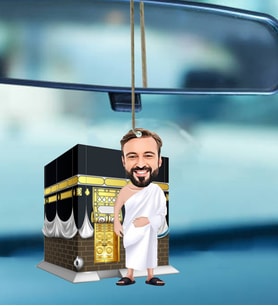 Kişiye Özel Hac Tasarımlı Karikatür Araba Dikiz Ayna Süsü 191