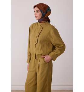 Geometrik Desen %100 Twill İpek Eşarp BE23