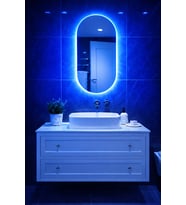 Oval Elips LED Işıklı Ayna  Beyaz Günışığı Amber Mavi Kırmızı RGB  Dekoratif Banyo Makyaj Aynası