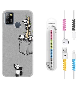 INFINIX Smart 4 5 6 Zero 8 S5 Pro Kılıf Kablo Koruma Spiral Silikon Pandalar 1798