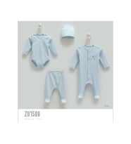 Caramell %100 Pamuk Soft Colour 4'lü Set 56-62 cm 1-3 Ay Mavi CRML.MV.ZU1586