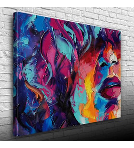 Soyut, Renkli , Yağlıboya Dokulu Kanvas Tablo 50 x 70