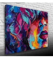 Soyut, Renkli , Yağlıboya Dokulu Kanvas Tablo 50 x 70