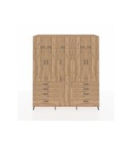 Kronos Dolap 8 Raflı 8 Çekmeceli 3 Askılı 220x59x243 Çam-Çam/Çam