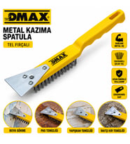 12 ADET 2IN1 ÇELİK TEL FIRÇA - METAL KAZIMA SPATULA 270MM (5690)