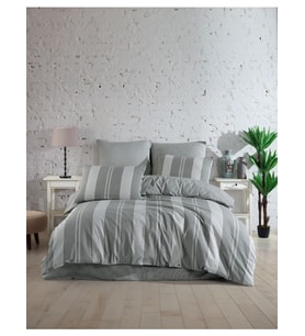 Italian Style Naturel Çift Kişilik Nevresim Takımı Krem (Gri)