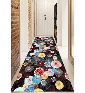 Dijital Baskılı Kaymaz Taban Yıkanabilir Modern Yolluk Ve Koridor Halısı NDU-HS-321 (Siyah)