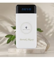 KİŞİYE ÖZEL İSİM BASKILI KABLOSUZ POWERBANK (Beyaz)