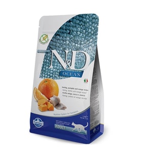 ND Tahılsız Balkabaklı Ringa Balıklı Portakallı  Kedi Maması 1,5 kg (Kahverengi)