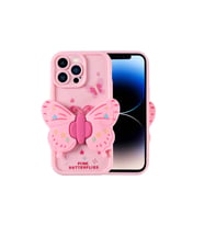 Apple iPhone 14 Pro Uyumlu Kılıf Kamera Korumalı Figür Tasarımlı Zore Kapya Kapak (Açık Pembe)