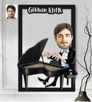 Kişiye Özel 3D  Ahşap Tablo Piyano Çalan Adam 30x40 -1