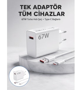 67 Watt Güvenli Hızlı Şarj Adaptörü Samsung M31 M33 M51 Uyumlu Yeni Nesil