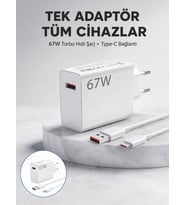67 Watt Güvenli Hızlı Şarj Adaptörü Samsung M31 M33 M51 Uyumlu Yeni Nesil