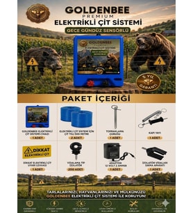 Goldenbee Start Kit Elektrikli Çit Sistemi Domuz ve Ayı Kovucu  1000MT Adaptörlü Model ( SET-102 )