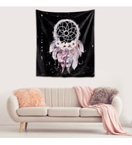 Yıkanabilir Leke Tutmaz Mikropetek Kumaş Dreamcatcher Siyah Duvar Örtüsü Duvar Halısı Tapestry (Karışık)