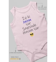 İyi Ki Dayım Var Sayesinde Havam Var Baskılı Bebek Zıbını – Çıtçıtlı Body  %100 Pamuk Sıfır Kol (Bebek Pembesi)