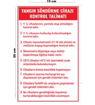 Metal Yangın Söndürme Cihazı Kontrol Talimatı 15 Cm x 20 Cm Uyarı Levhası Yönlendirme Tabelası