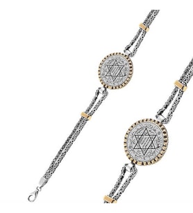 Gümüş Süleyman Mührü Erkek Bileklik (Siyah)