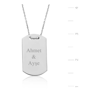 Gümüş İsimli Asker Künyesi Bayan Kolye