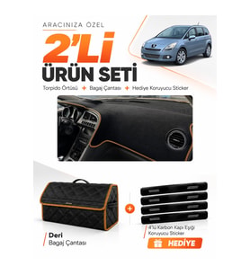 e-biz PEUGEOT 5008 EKRANSIZ (2010-2014) Uyumlu Torpido + Deri Çanta - Siyah-Kahverengi - PE016