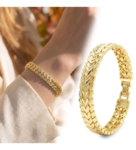 Premium Şık ve Parlak Auris 24K Gold Kaplama 8 mm Kadın Bijuteri Bileklik 3183KBV5D4 (~18cm)