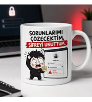 Sorunlarımı Çözecektim Şifreyi Unuttum Yazılı Komik Kupa