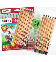 Fatih Triboo 12 Renk Jumbo Natural Tam Boy Kuru Boya Kalemi 33365
