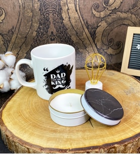 Kral Baba Kupa Mermer Mum Ve Mini Lamba Set