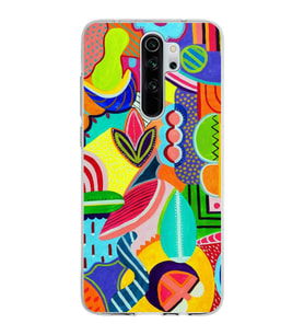 PrintiFy Xiaomi Redmi Note 8 Pro ile Uyumlu 1mm Slim Fit Retro Colors 6 Baskılı Şeffaf  Kılıf