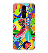 PrintiFy Xiaomi Redmi Note 8 Pro ile Uyumlu 1mm Slim Fit Retro Colors 6 Baskılı Şeffaf  Kılıf